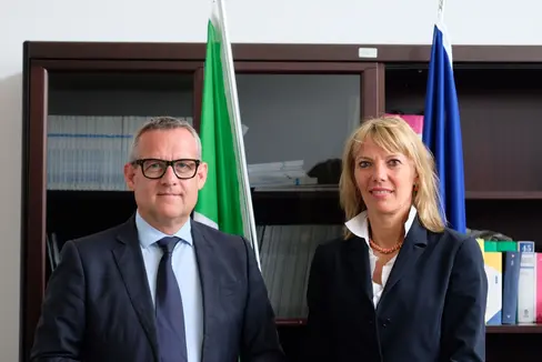 L’assessore alle Opere pubbliche e alla Valorizzazione del patrimonio, Christian Bianchi, ha incontrato la presidente del Tribunale di Bolzano, Francesca Bortolotti. (Foto: ASP/Gianluca Crocco)