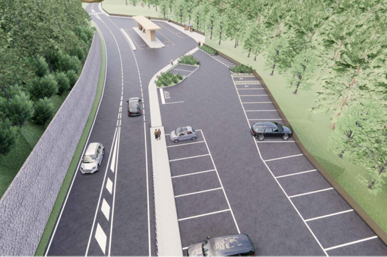 Um den neuen Busbahnhof optimal nutzbar zu machen, wird der angrenzende Parkplatz erweitert. (Rendering: LPA/Rendering: LPA/Baucon, Simon Neulichedl)