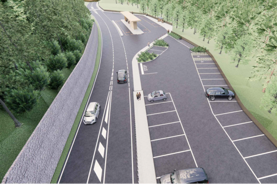 Um den neuen Busbahnhof optimal nutzbar zu machen, wird der angrenzende Parkplatz erweitert. (Rendering: LPA/Rendering: LPA/Baucon, Simon Neulichedl)