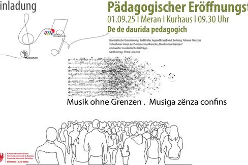 Führungskräfte und Lehrpersonen der Deutschen und ladinischen Musikschulen beginnen das neue Musikschuljahr am Montag, 1. September, mit einem Pädagogischen Eröffnungstag im Meraner Kurhaus