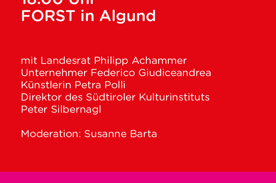 Veranstaltungsreihe #Kulturperspektiven: Der letzte der drei Diskussionsabende mit Landesrat Achammer und Vertreterinnen und Vertretern aus den Bereichen Kunst, Kultur und Wirtschaft findet am 17. Mai in Algund statt.