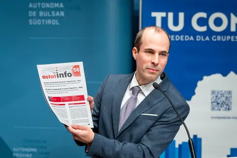 Timon Gärtner, direttore dell'ASTAT, illustra il programma statistico provinciale 2025 (Foto: USP/Fabio Brucculeri)