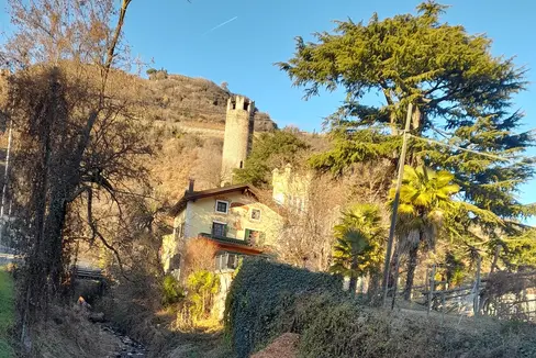 Hier, bei der Abzweigung des Reichrieglerwegs beim Rastbichler bis zur Brücke, die zum Rafensteinerweg und zum Gscheibten Turm führt, beginnt das Landesamt für Wildbachverbauung Nord in der kommenden Woche mit der Errichtung einer Hochwasserschutzmauer am Unterlauf des Fagenbachs; das Bild entstand am 28. Dezember 2024. (Foto: LPA/Maja Clara)