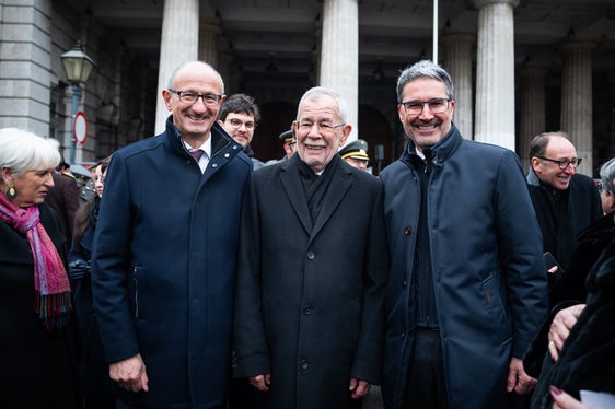 Van der Bellen con presidente Kompatscher e presidente Mattle (Tirolo) a Vienna (Foto: Fitsch)