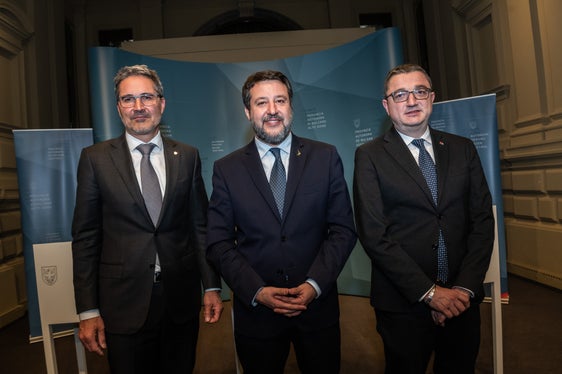 Da sinistra Kompatscher, Salvini e Fugatti (Foto: ASP/Ivo Corrà)