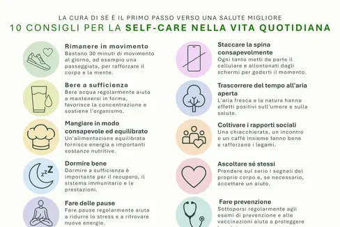 Per il Dipartimento Prevenzione sanitaria e Salute, la Self-care è un elemento fondamentale della prevenzione e invita quindi le persone, in occasione del Self-care Day, a prestare attenzione alla propria salute in modo consapevole. Alcuni semplici consigli possono essere d’aiuto. (Grafica: USP/Viktoria Huber)