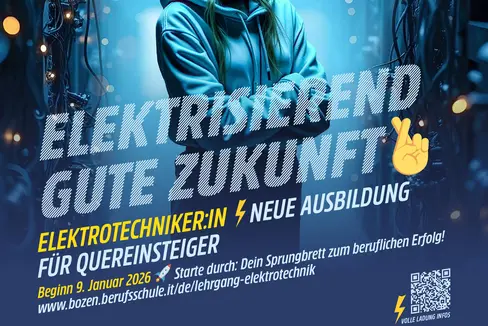 Die Landesberufsschule für Handwerk und Industrie Bozen startet im neuen Jahr einen neuen Lehrgang, der Quereinsteiger auf die Lehrabschlussprüfung als Elektrotechniker und Elektrotechnikerin vorbereitet. (Foto: LPA/Landesberufsschule für Handwerk und Industrie Bozen)
