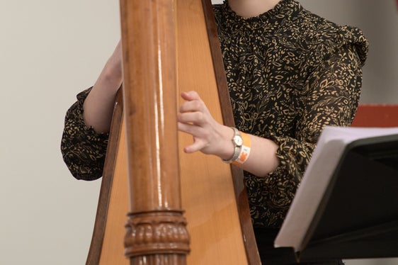 Jana Kritzinger mit Harfe aus Hafling, Lehrperson: Veronika Mair Tutzer, Musikschule Meran/Passeier (Foto: Land Tirol/Wolfgang Alberty)