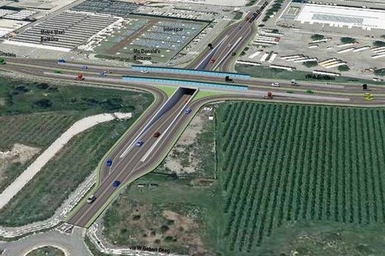 Il rendering dello svincolo “Buozzi”, visto da Sud (Rendering: Ripartizione infrastrutture)