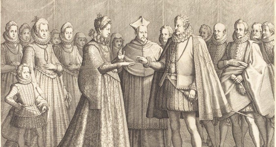 Dieses Bild zweit die stellvertretende Hochzeit zwischen Claudia de' Medici und Leopold V. (Foto: Wikipedia)