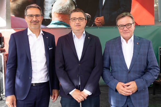 I tre presidenti provinciali dell'Euregio, Kompatscher, Fugatti e Platter, oggi a Landeck (Foto: Land Tirol/Die Fotografen)