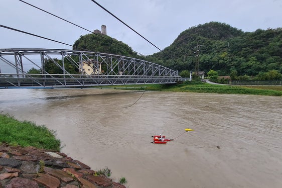 Pegel Etsch-Sigmundskron beim heutigen (10. Oktober) Höchststand (Foto: LPA/Landesamt für Hydrologie und Stauanlagen in der Agentur für Bevölkerungsschutz)