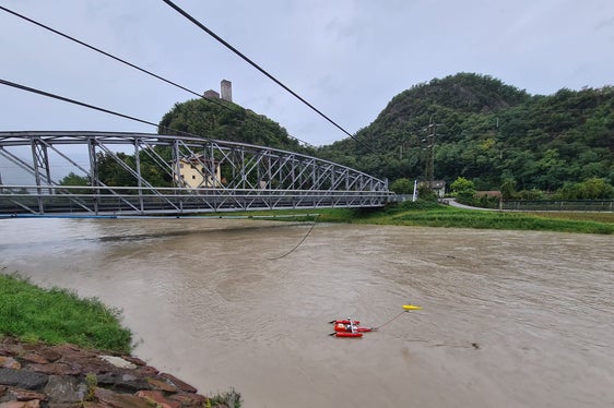 Pegel Etsch-Sigmundskron beim heutigen (10. Oktober) Höchststand (Foto: LPA/Landesamt für Hydrologie und Stauanlagen in der Agentur für Bevölkerungsschutz)