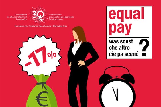 Gender Pay Gap in Alto Adige: le donne guadagnano il 17,2% in meno degli uomini. (Grafica: Servizio donna della Provincia)