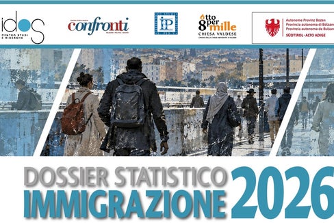 Il 27 ottobre, a Bolzano, il Centro Studi e Ricerche IDOS presenterà il Dossier Statistico Immigrazione 2026, con dati aggiornati e analisi sull'immigrazione e l’integrazione in Italia e in Alto Adige. (Grafica: IDOS)