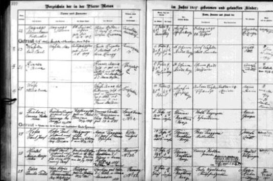 Taufbuch der Meraner Nikolauspfarrei mit dem Geburts- und Taufeintrag von Silvius Magnago.