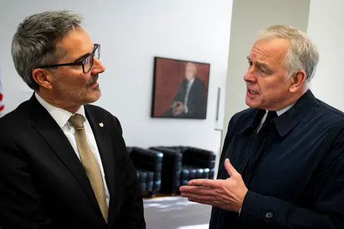 Landeshauptmann Arno Kompatscher empfing heute den österreichischen Botschafter, Martin Eichtinger, im Palais Widmann. (Foto: LPA/Fabio Brucculeri)