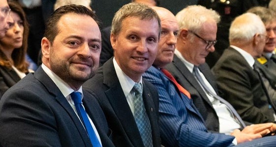 Die Landesräte Marco Galateo und Luis Walcher waren bei mehreren Veranstaltungen innerhalb der Vinitaly anwesend. (Foto: LPA/Abteilung Landwirtschaft)