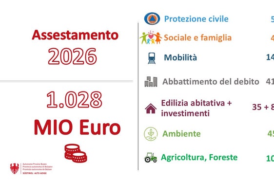 I capitoli di spesa ai quali sarà principalmente destinato l'assestamento del bilancio di previsione 2026 (Grafico: USP/Ufficio Bilancio e programmazione)