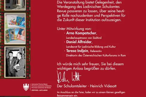 50 Jahre Ladinisches Schulamt: Feierstunde am Freitag, 14. November, ab 11 Uhr im Innenhof im Landhaus 1 in Bozen (Foto: LPA)