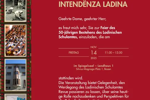 50 Jahre Ladinisches Schulamt: Feierstunde am Freitag, 14. November, ab 11 Uhr im Innenhof im Landhaus 1 in Bozen (Foto: LPA)