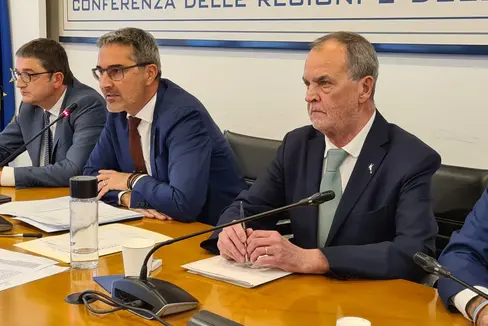 Da sinistra il Governatore del Trentino Maurizio Fugatti, il Presidente della Provincia di Bolzano Arno Kompatscher e il Ministro per gli Affari regionali e le autonomie Roberto Calderoli (Foto: Davide Cordua)