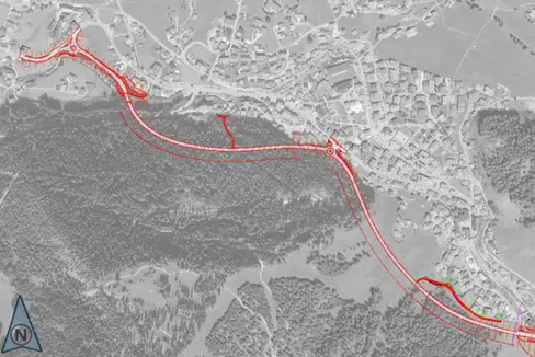 Bauleitplanänderung eingeleitet: Die Landesregierung leitete am 18. September das Verfahren zur planerischen Anpassung des Trassenverlaufs der Umfahrung Wolkenstein ein. (Foto: LPA/Ressort Infrastrukturen und Mobilität)