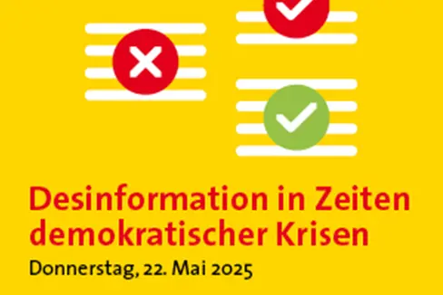 Jeanette Hofmann, Professorin für Internetpolitik, referiert am Freitag, 22. Mai über Desinformation in Zeiten demokratischer Krisen. (Grafik: Amt für Film und Medien)