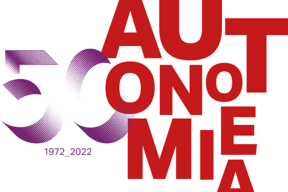 Le logo por l'aniversar di 50 agn dl secundo Statut d'Autonomia.