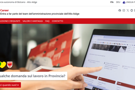 Il nuovo portale web Career dell'Amministrazione provinciale (Foto: USP)