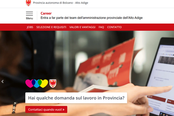 Il nuovo portale web Career dell'Amministrazione provinciale (Foto: USP)