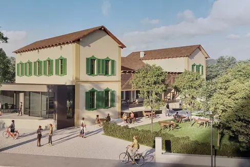 Il rendering del progetto di recupero dell'edificio ex Bersaglio di Merano realizzato dell'architetta Heike Pahl