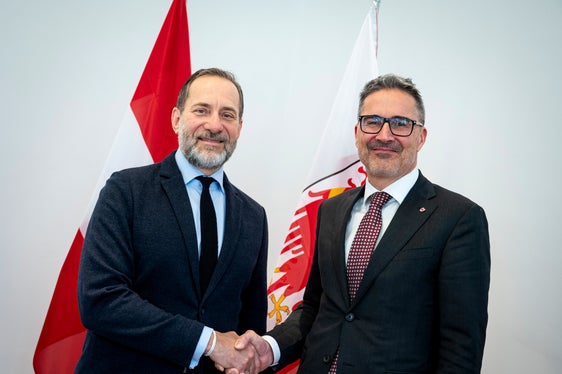 Michael Rendi ist seit Oktober 2025 österreichischer Botschafter in Italien. Am 30. Jänner hat er Landeshauptmann Kompatscher erstmals besucht. (Foto: LPA/Fabio Brucculeri)