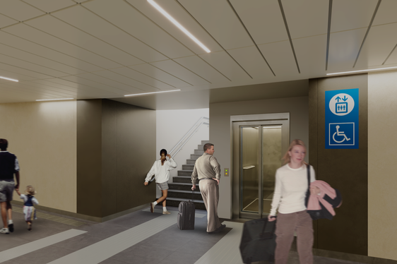 Der Bahnhof wird durch neue Aufzüge barrierefrei zugänglich. (Rendering: Gruppo FS)