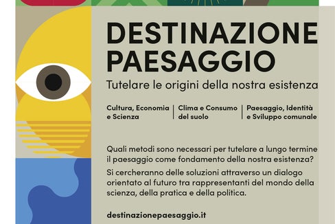 La locandina della conferenza internazionale sul paesaggio in programma venerdì 24 marzo al NOI Techpark di Bolzano.