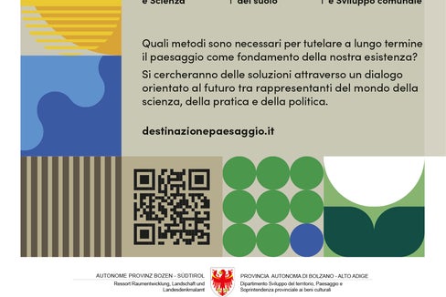 La locandina della conferenza internazionale sul paesaggio in programma venerdì 24 marzo al NOI Techpark di Bolzano.