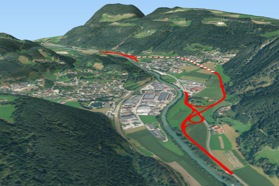 Verlauf der neuen Umfahrung für Kiens. (Bild: Landesabteilung Tiefbau)