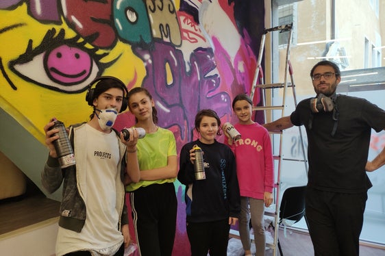 Der Graffiti-Workshop im Kassianeum in Brixen (Foto: Sofie Baumgartner)