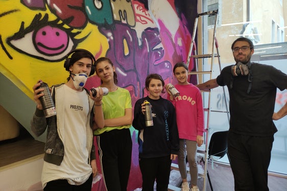 Der Graffiti-Workshop im Kassianeum in Brixen (Foto: Sofie Baumgartner)