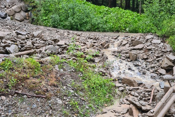 Murgang auf der Straße von Vals in der Gemeinde Mühlbach Richtung Fanealm am 12. Juli (Foto: Landesamt für Wildbach- und Lawinenverbauung Nord in der Agentur für Bevölkerungsschutz)