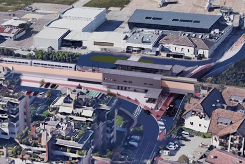 Rendering der neuen Zughaltestelle in St. Jakob (Bild: STA)