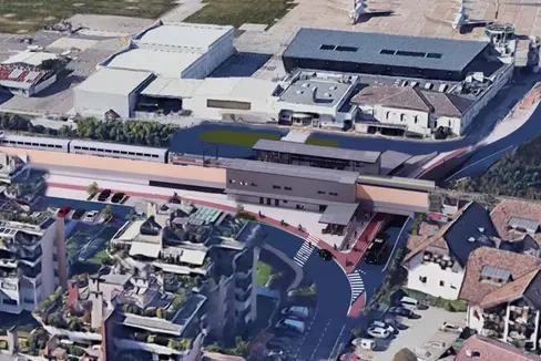 Rendering del progetto della stazione di San Giacomo (Foto: USP/STA-Strutture Trasporto Alto Adige SpA)