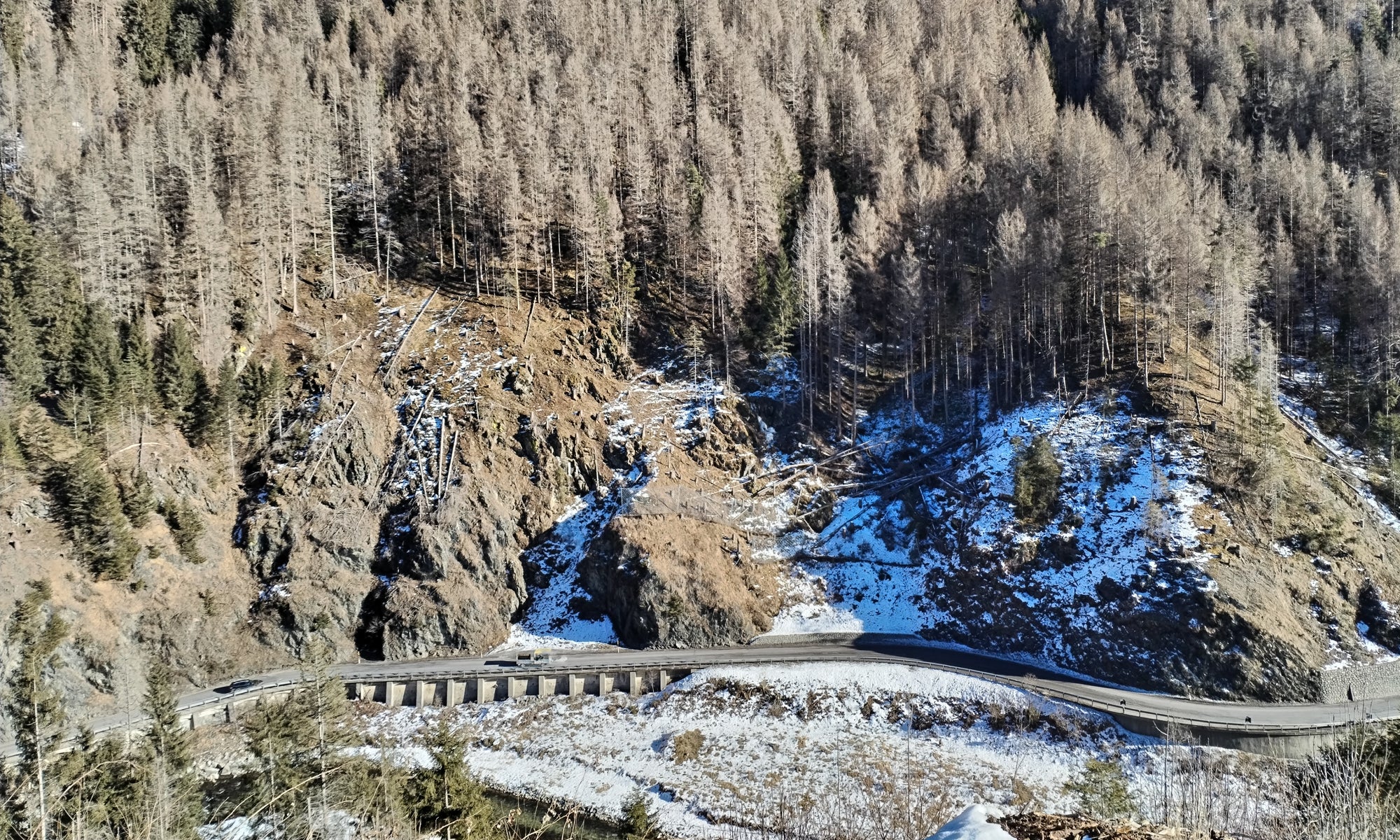 Die Ausschreibung für die Sicherung des Hanges oberhalb der Gadertaler Staatsstraße (SS244) im Gemeindegebiet von Enneberg wurde veröffentlicht. (Foto: LPA/Amt für Infrastruktur und Mobilität)