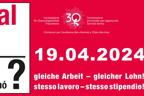 Quest'anno, l’Equal Pay Day ricorre domani, 19 aprile. (Grafica: Servizio donna della Provincia)