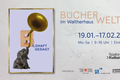 Mit den Bücherwelten wird am Donnerstag, 18. Jänner, um 18 Uhr auch die Ausstellung Bildhaft gesagt eröffnet. (Foto: Südtiroler Kulturinstitut)