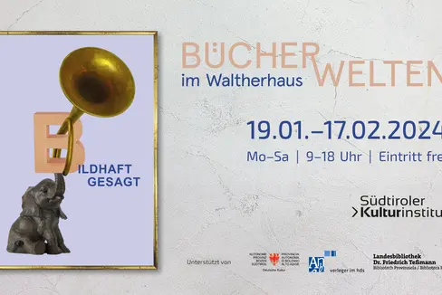 Fino al 17 febbraio 2024 la mostra del libro “Bücherwelten” aprirà nuovamente le porte a tutti coloro che vogliono scoprire le novità editoriali del 2023 (Foto: ASP/Südtiroler Kulturinstitut)