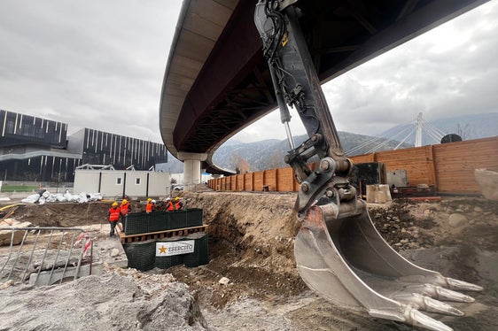 Der im Gewerbegebiet Brixen Süd bei Bauarbeiten aufgefundene Blindgänger aus dem Zweiten Weltkrieg wird am 16. Februar entschärft. (Foto: Kampfmittelräumdienst des zweiten Regiments Sturmpioniere Trient)