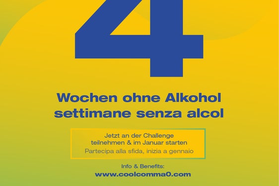 4 settimane senza alcol, partecipa alla sfida iniziata a gennaio. Motto della campagna CO,OL (Foto: ASP)
