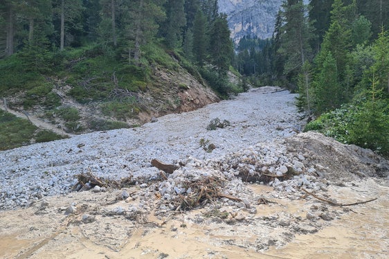 In mehreren Seitenbächen der Lasanke sind gestern Murgänge aufgetreten. (Foto: LPA/Landesamt für Wildbach- und Lawinenverbauung Ost)