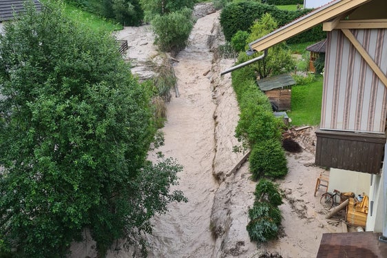 Der Furkelbach in Niederolang heute Vormittag nach dem Starkregenereignis vom gestrigen Abend (Foto: LPA/Landesamt für Wildbach- und Lawinenverbauung Ost)